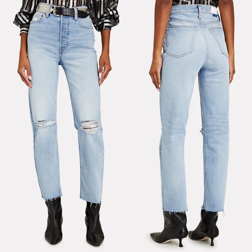 RE/DONE NWT 70s High-Rise Stove Pipe Jeans Seawater Destroyed Women’s Size 30